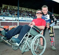 Ian "Wheelying" with Stoney - Copyright Times and Star